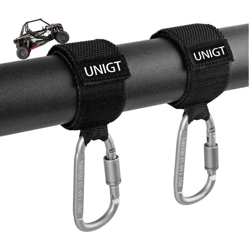 UNIGT 2 Pack UTV Hook for Hanging Headsets  Helmet and Goggles  Multipurpose Carabiners for Electric Scooter Owner Fits 1.5-2.0"" SXS Roll Cage Accessory Hook Hanger- Black - Image 1